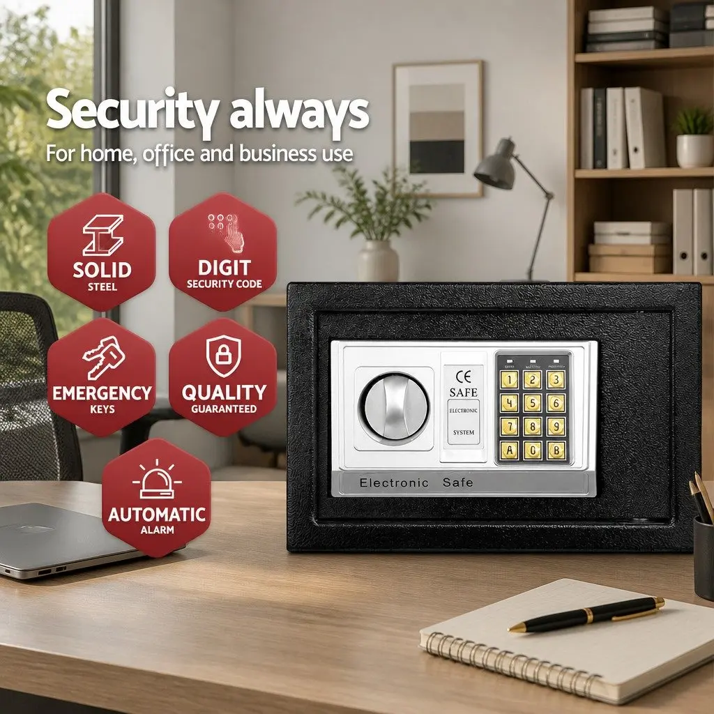 Digital Safe Box Electronic Compact 8.5L Black Security Keypad