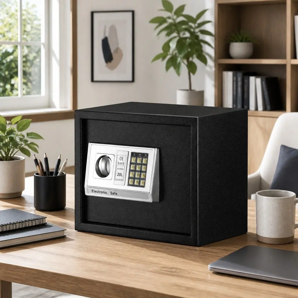 Electronic Digital Safe Box 20L Black Steel Home Office Security with Keypad Access