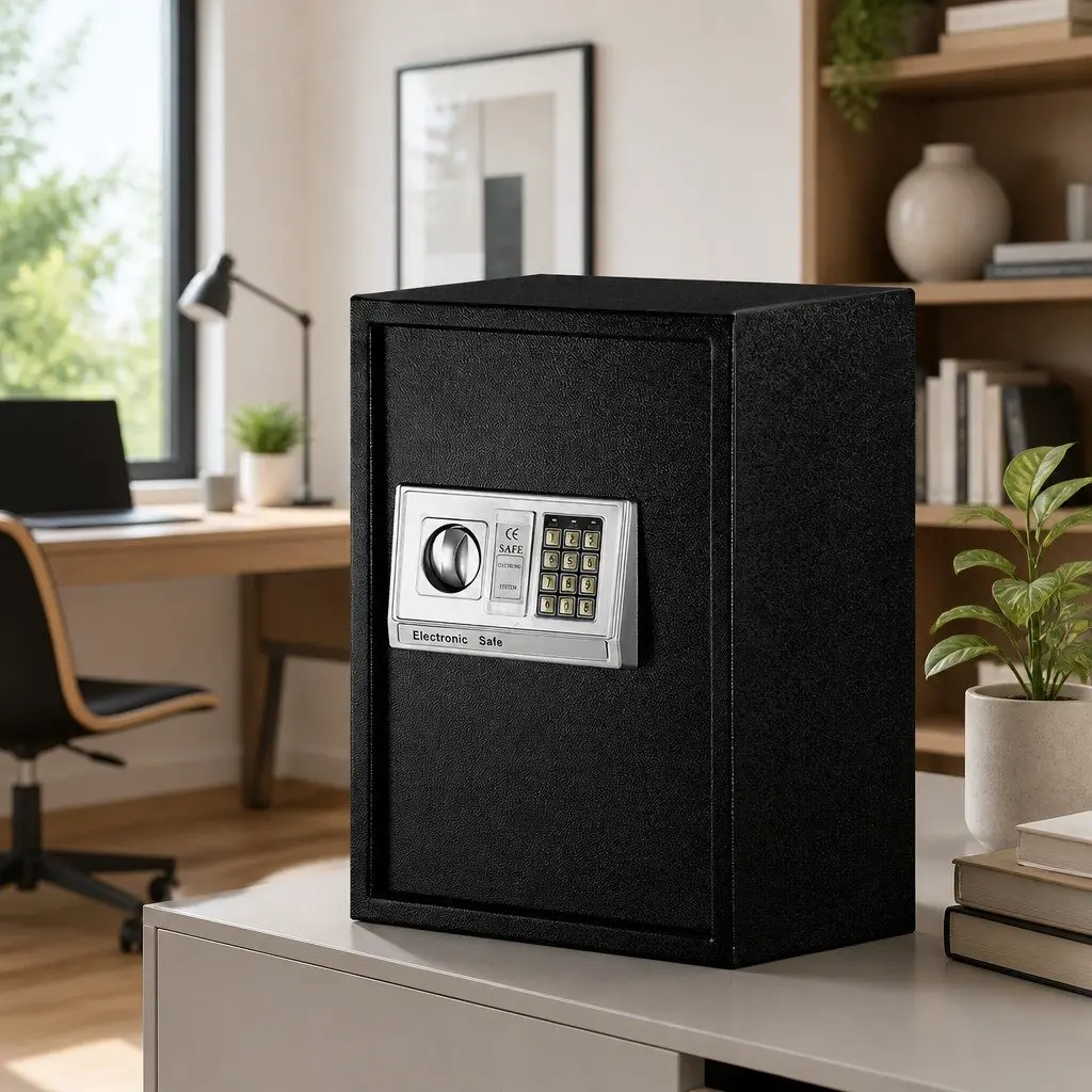 Digital Safe Box Electronic Lockbox Solid Steel Construction Black 50cm x 35cm x 30.5cm