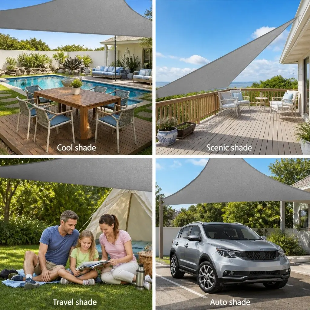 Triangle Shade Sail Grey 3x3x4.3m Outdoor Sun Shade Cloth
