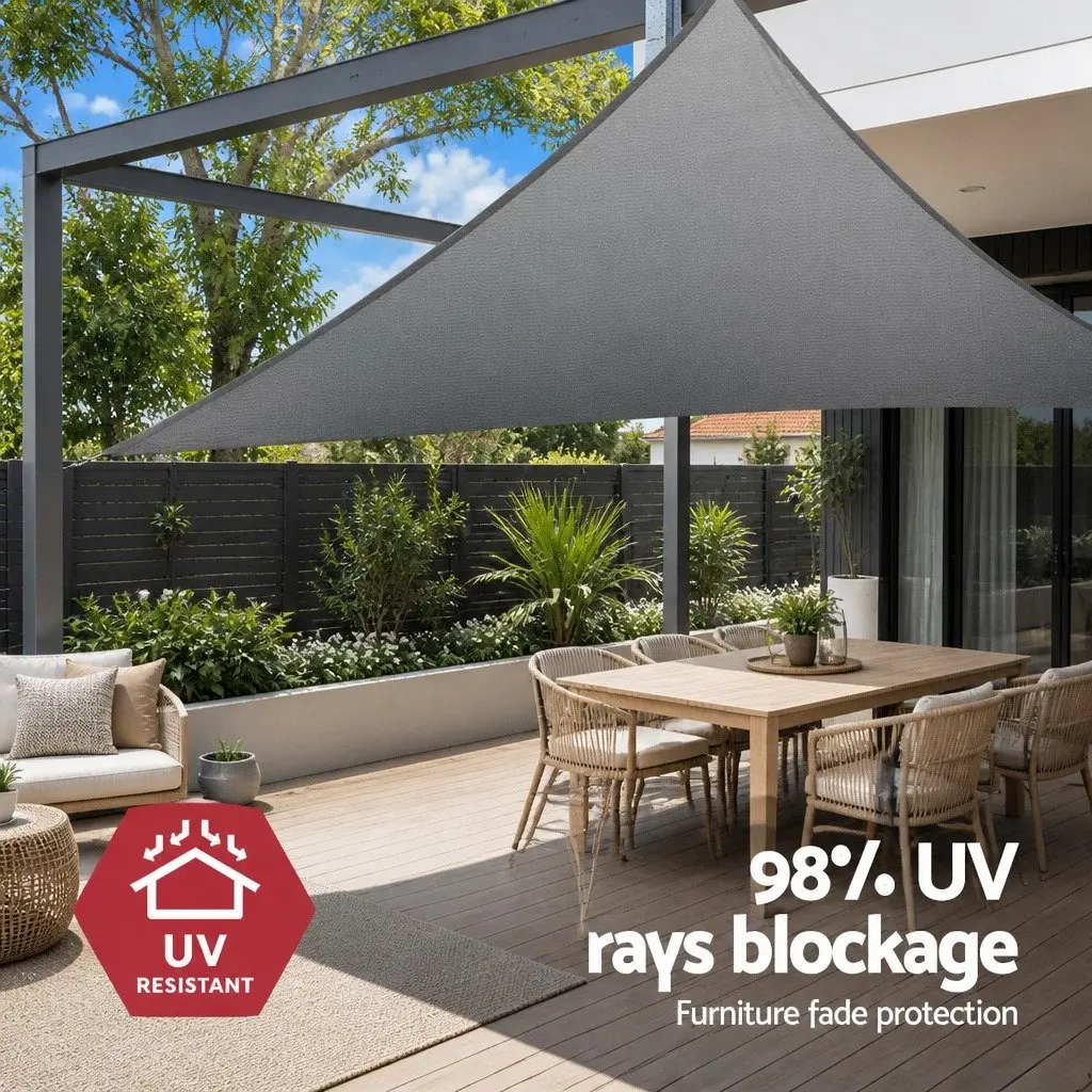 Triangle Shade Sail Canopy Outdoor Sunshade Commercial Grade Grey 5m x 5m x 7.1m