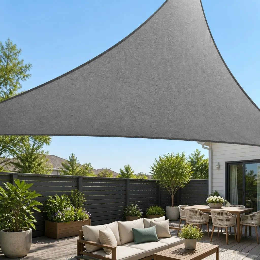 Triangle Shade Sail Canopy Outdoor Sunshade Commercial Grade Grey 5m x 5m x 7.1m