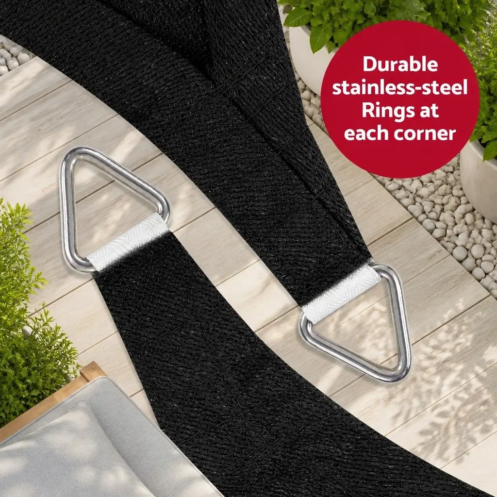 Rectangle Shade Sail Cloth 5X6M UV Block Outdoor Canopy Patio Pool Garden Black