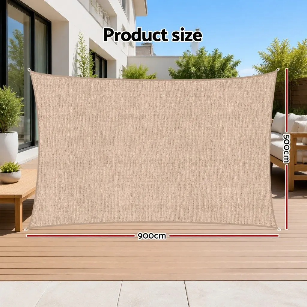 Rectangular Shade Sail Canopy UV Block 5x9M Outdoor Sun Shelter Garden Patio
