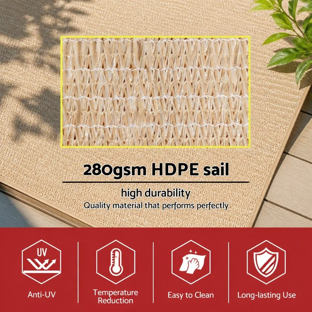 Rectangular Shade Sail Canopy UV Block 5x9M Outdoor Sun Shelter Garden Patio