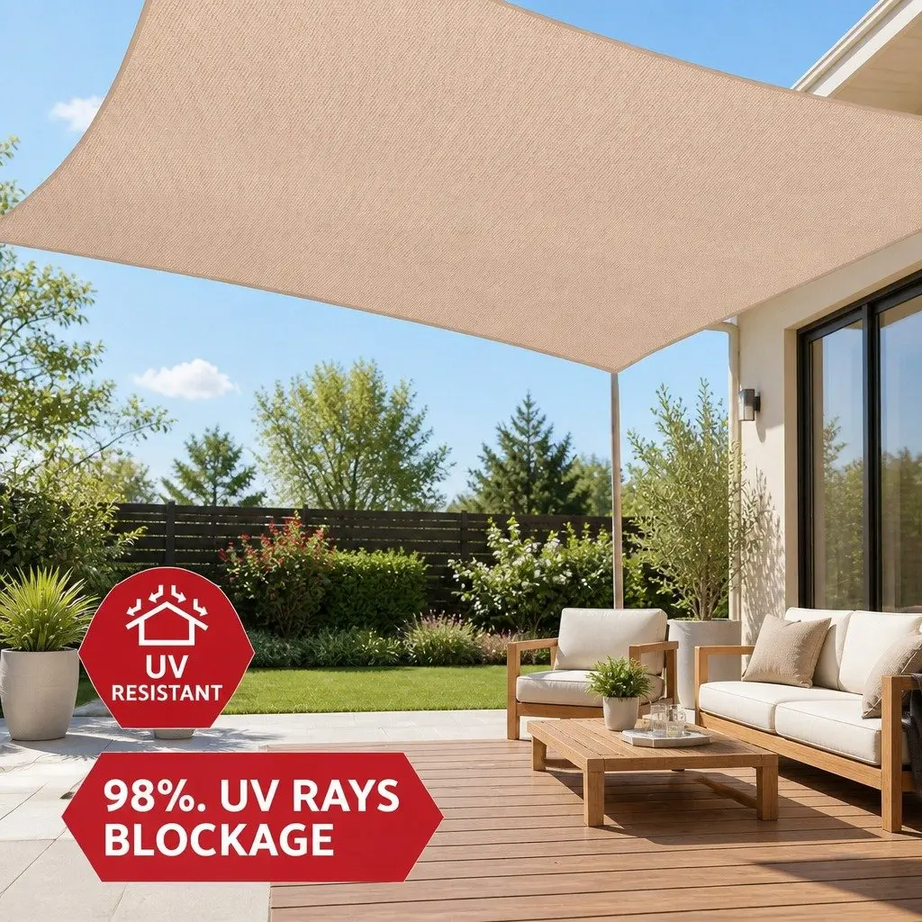Rectangular Shade Sail Canopy UV Block 5x9M Outdoor Sun Shelter Garden Patio