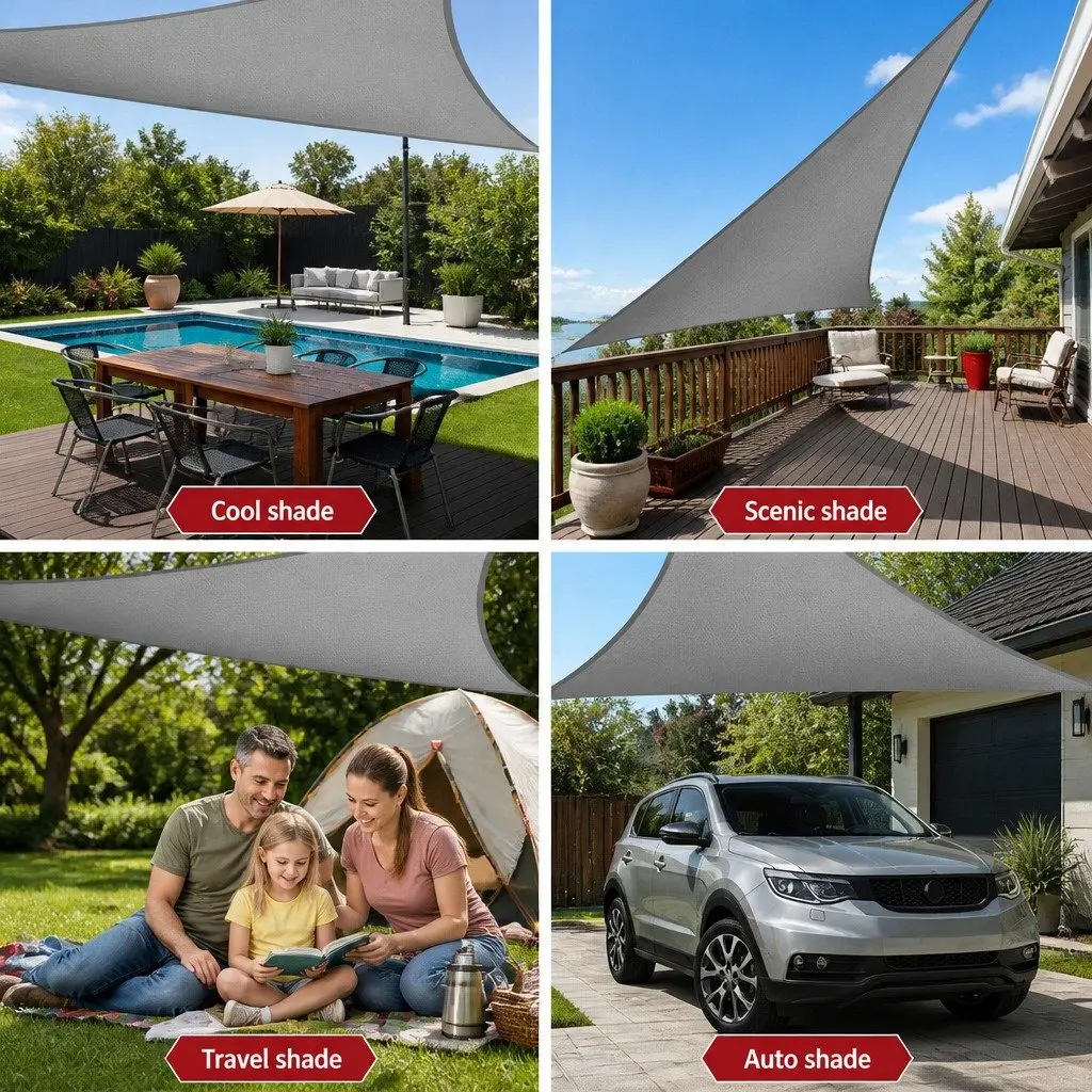 Triangle Shade Sail Grey 6M Outdoor UV Protection for Patio Pool Garden