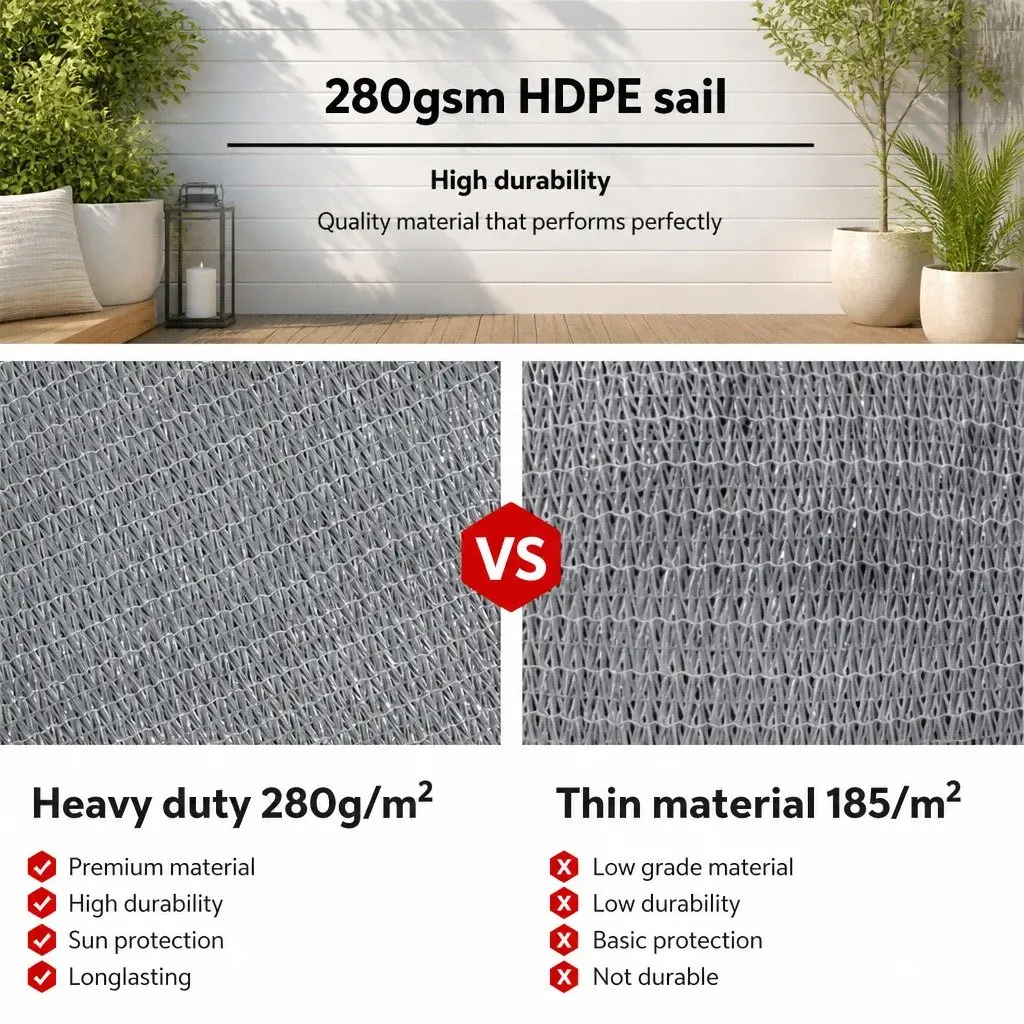 Triangle Shade Sail Grey 6M Outdoor UV Protection for Patio Pool Garden