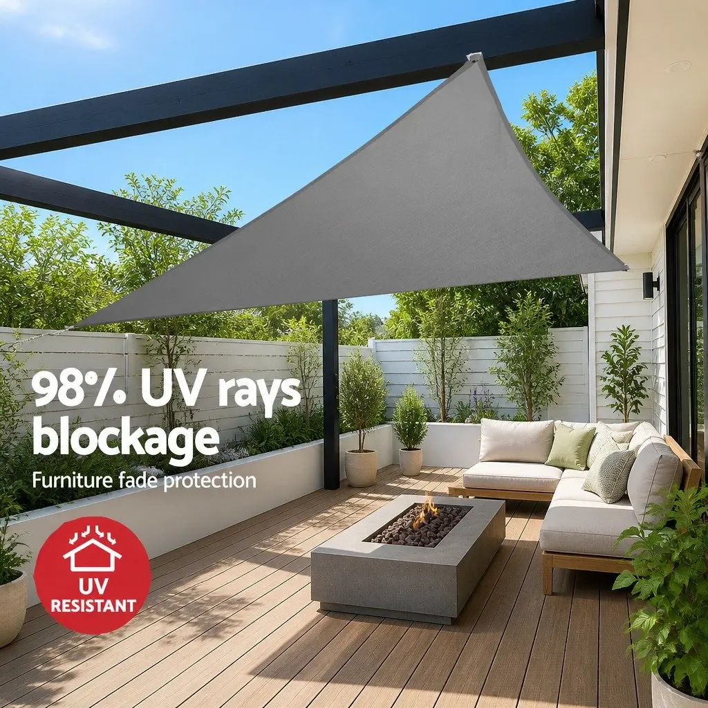 Triangle Shade Sail Grey 6M Outdoor UV Protection for Patio Pool Garden