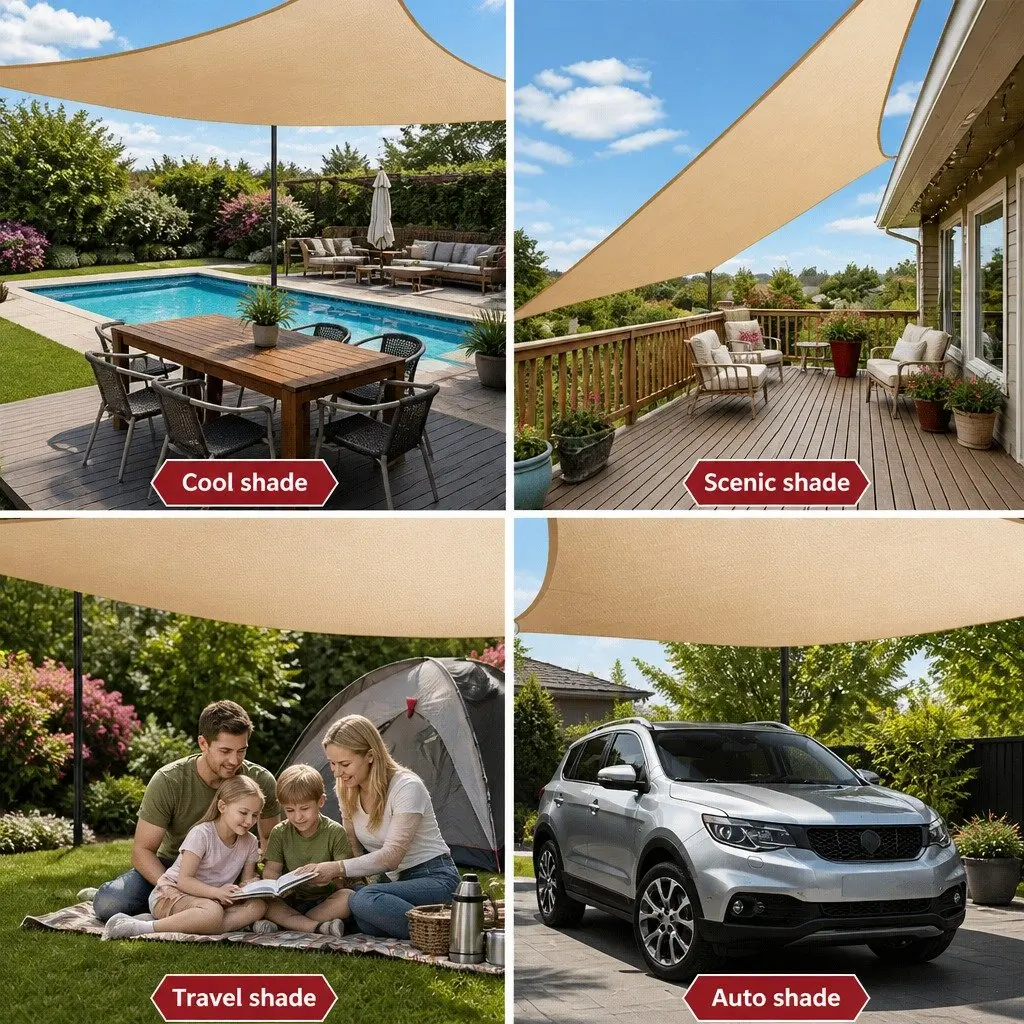 Rectangle Shade Sail UV Resistant 3x6m Sand Lightweight Outdoor Sunshade