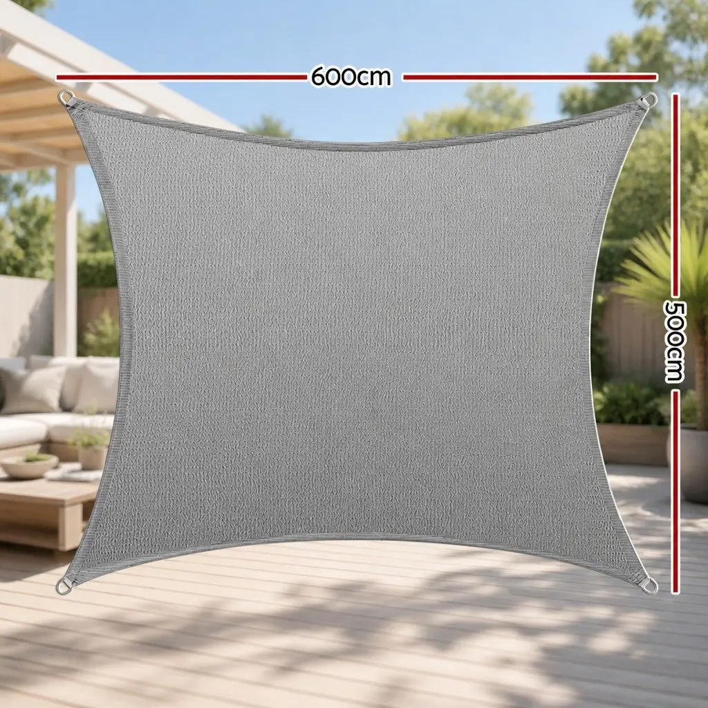 Shade Sail Cloth Rectangle Grey 5x6m Outdoor Sun Canopy