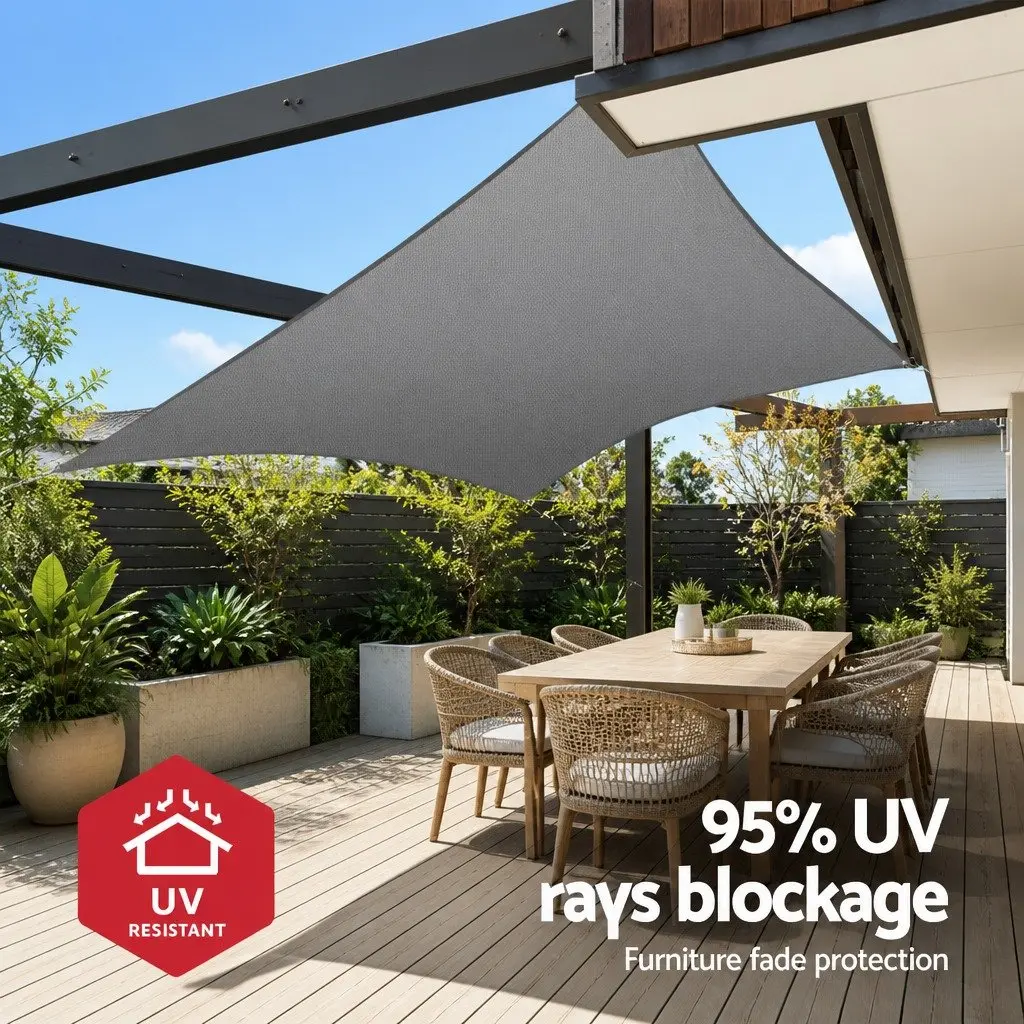 Shade Sail Cloth Rectangle Grey 5x6m Outdoor Sun Canopy