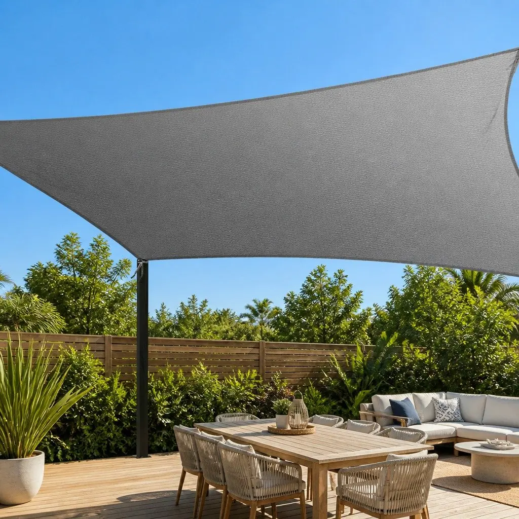 Shade Sail Cloth Rectangle Grey 5x6m Outdoor Sun Canopy