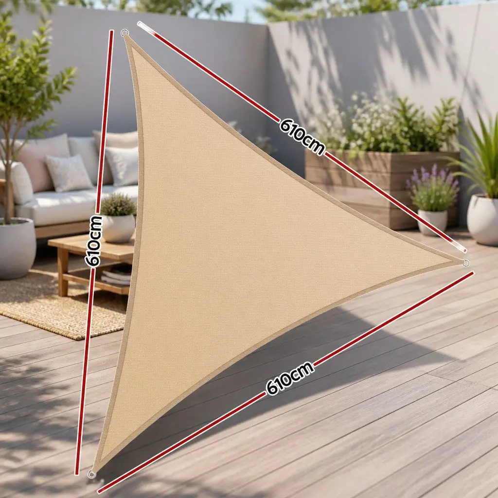 Triangle Shade Sail Sun Canopy Outdoor Garden Patio Pool 6.1x6.1x6.1M