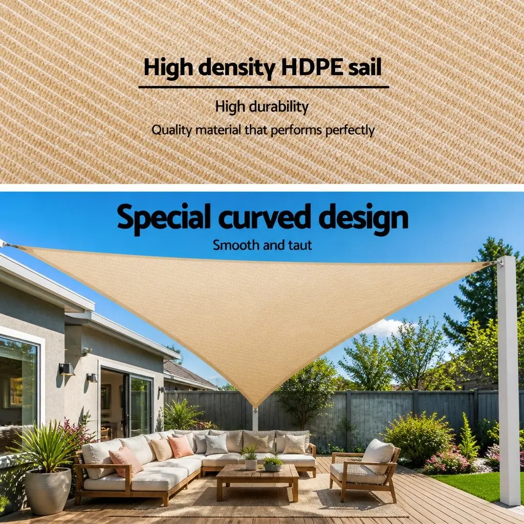 Triangle Shade Sail Sun Canopy Outdoor Garden Patio Pool 6.1x6.1x6.1M