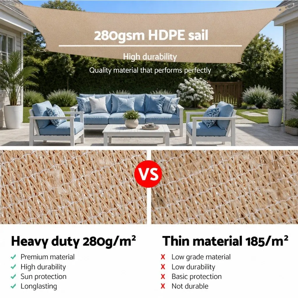 Rectangle Sunshade Cloth Sand 2.5x3m UV Protective Shade Sail for Outdoor Garden and Patio