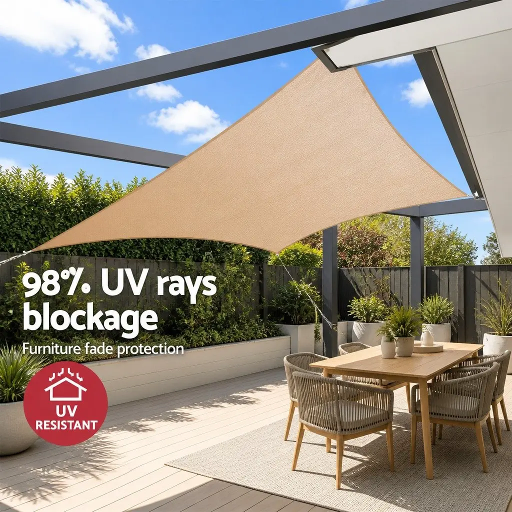 Rectangle Shade Sail 3x4m Sand Outdoor UV Block Sunshade Cloth for Garden Patio