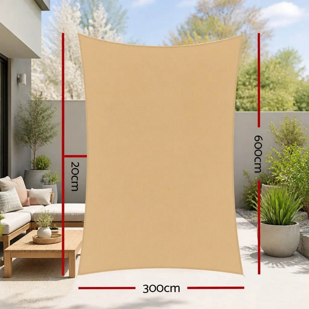 Rectangle Shade Sail UV Protection 3x6m Sand