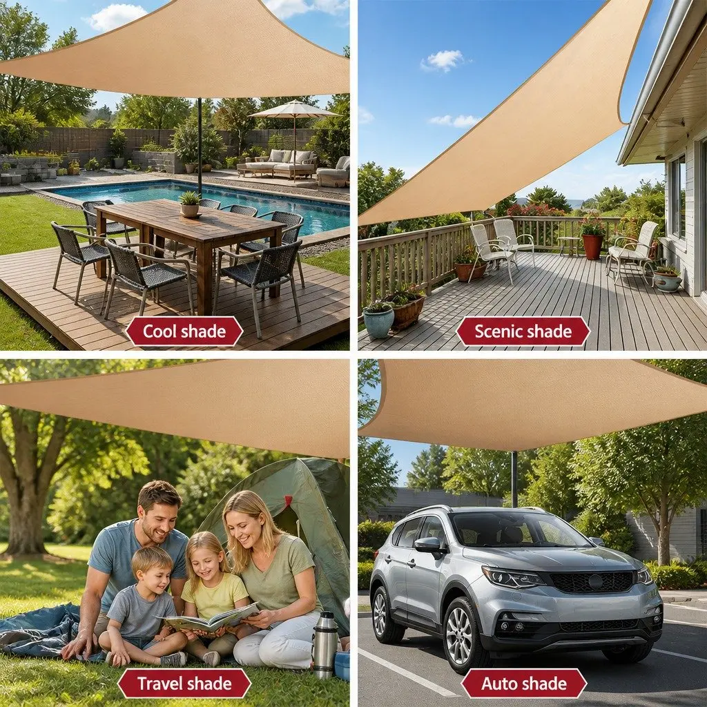 Rectangle Shade Sail UV Protection 3x6m Sand