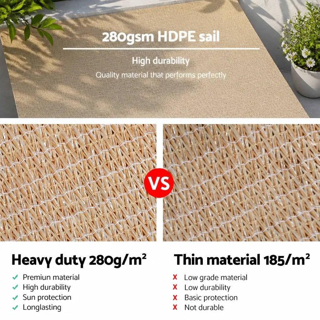 Rectangle Shade Sail UV Protection 3x6m Sand