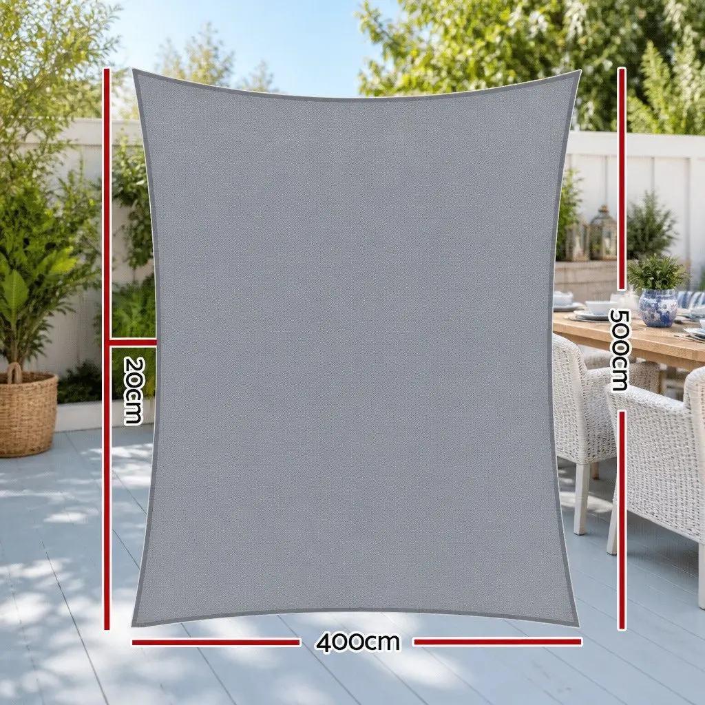 Shade Sail Rectangle Grey 4x5m UV Protection Outdoor Patio Pool Garden Sunshade