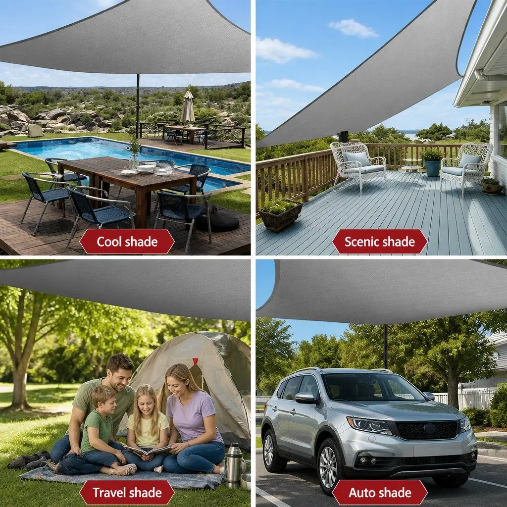 Shade Sail Rectangle Grey 4x5m UV Protection Outdoor Patio Pool Garden Sunshade