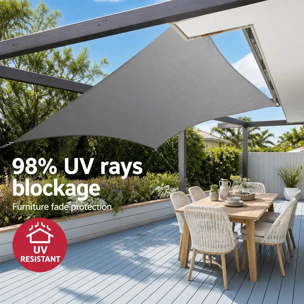 Shade Sail Rectangle Grey 4x5m UV Protection Outdoor Patio Pool Garden Sunshade