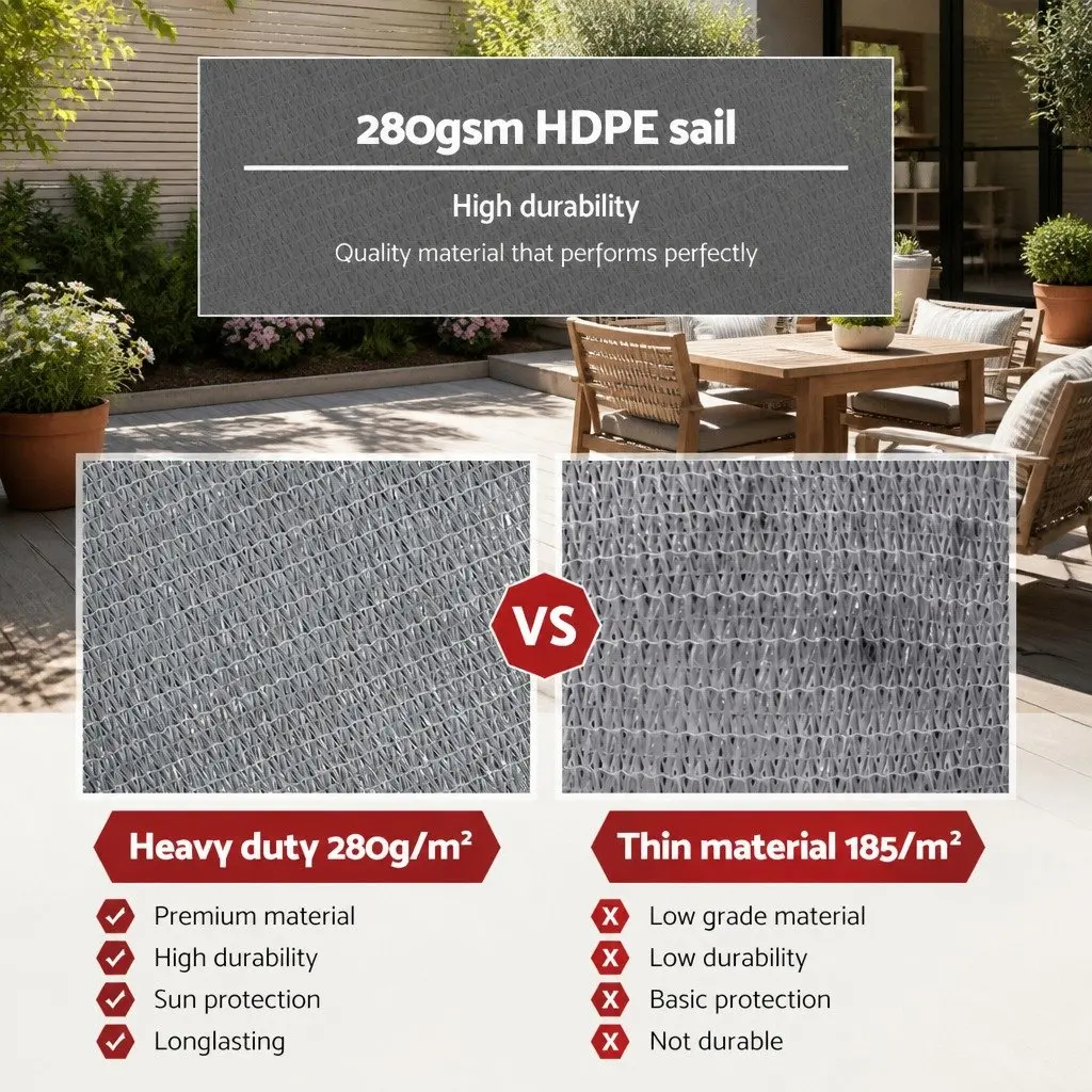 Rectangle UV Shade Sail Outdoor 4x6m Grey Commercial Grade Fabric Pool Patio Sun Protection Cloth