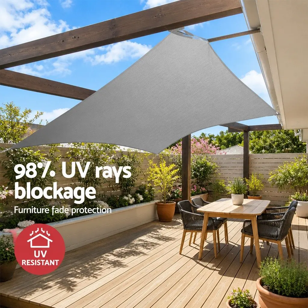 Rectangle UV Shade Sail Outdoor 4x6m Grey Commercial Grade Fabric Pool Patio Sun Protection Cloth