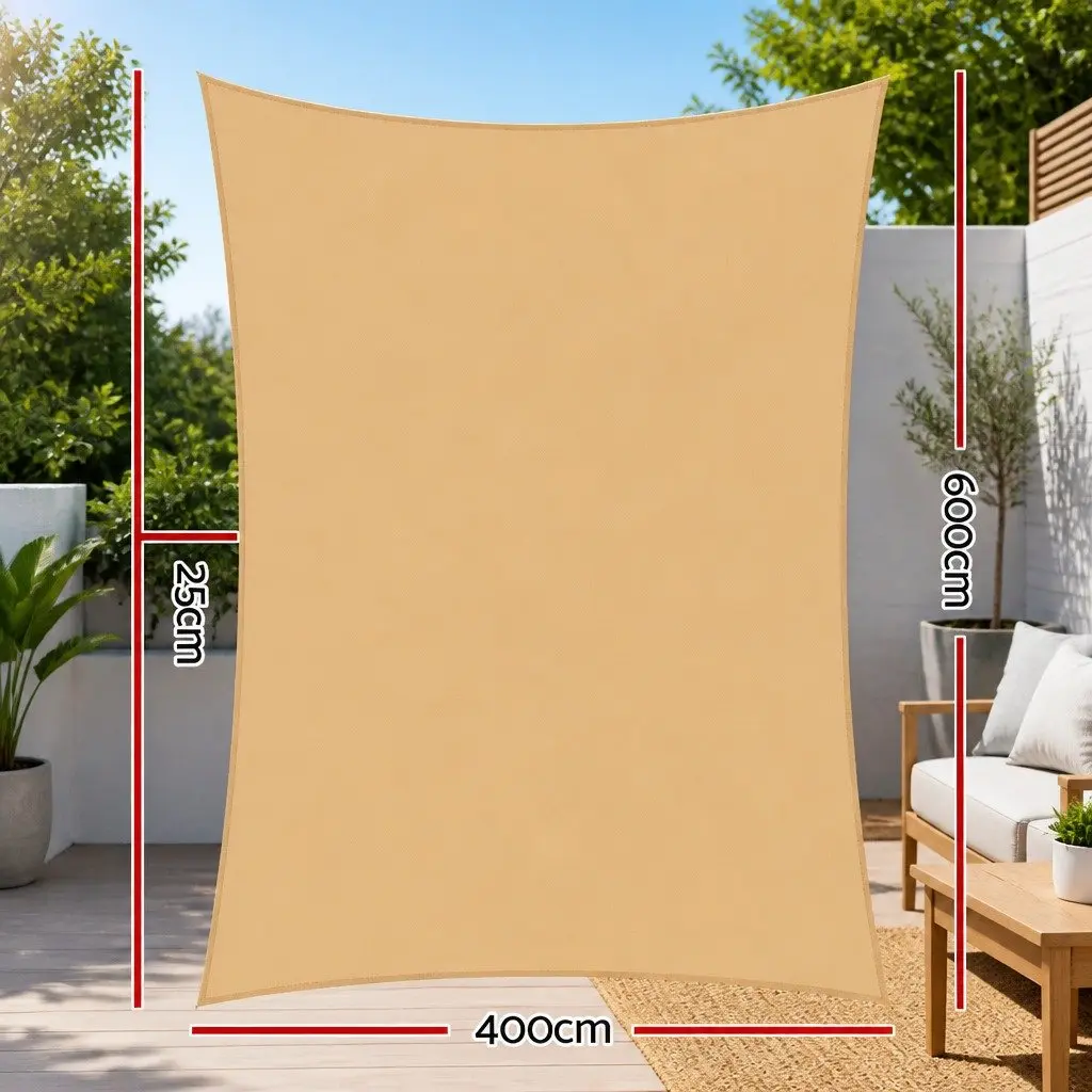 Rectangle Shade Sail UV Protection 4x6m Outdoor Patio Pool Garden Sunshade Cloth