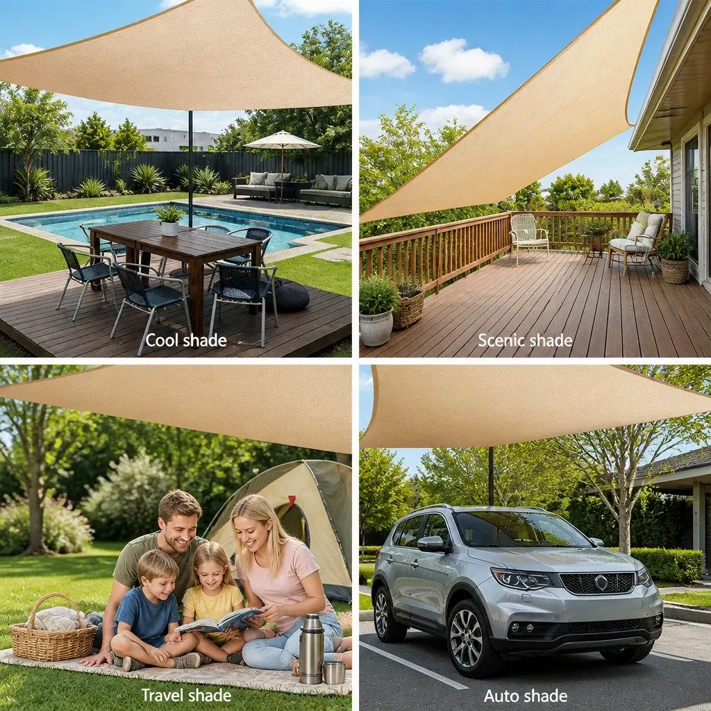 Rectangle Shade Sail UV Protection 4x6m Outdoor Patio Pool Garden Sunshade Cloth