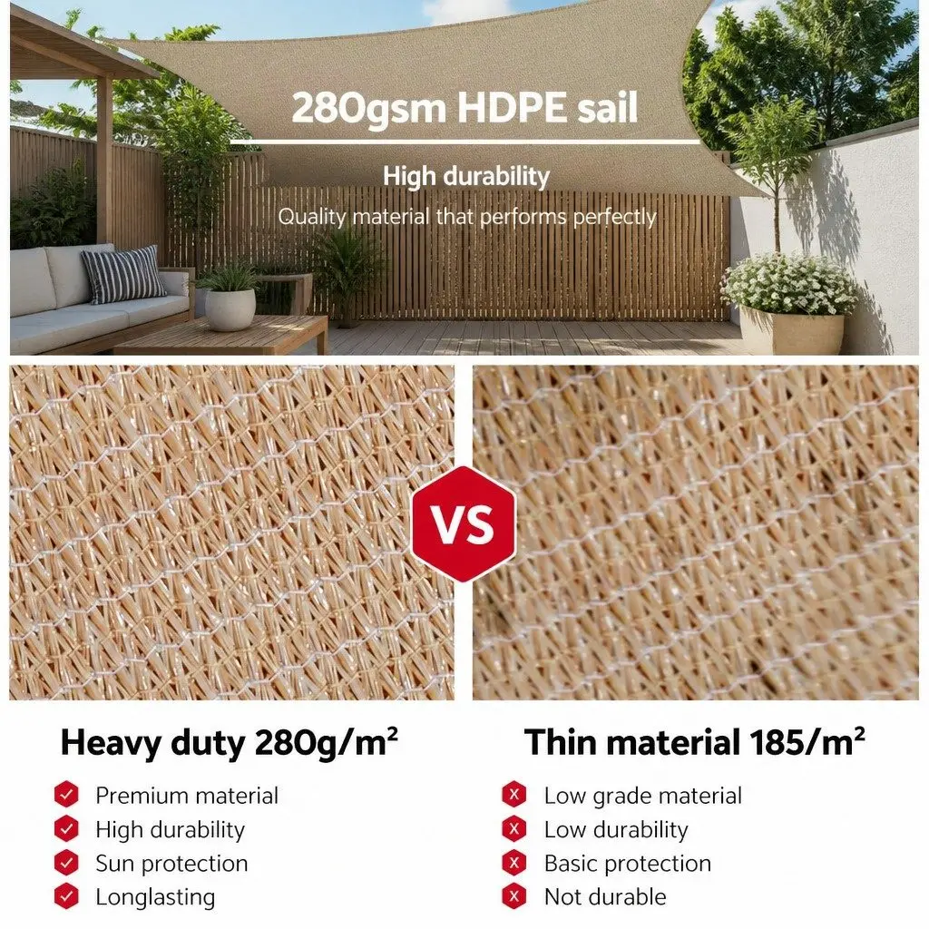 Rectangle Shade Sail UV Protection 4x6m Outdoor Patio Pool Garden Sunshade Cloth
