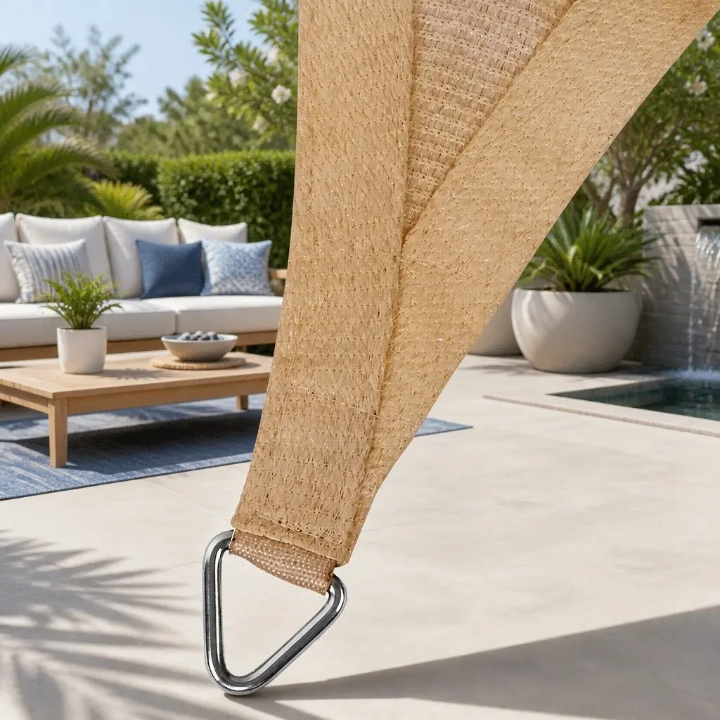 Shade Sail UV Protection Square 5x5m Outdoor Patio Pool Deck Sunshade Cloth Sand