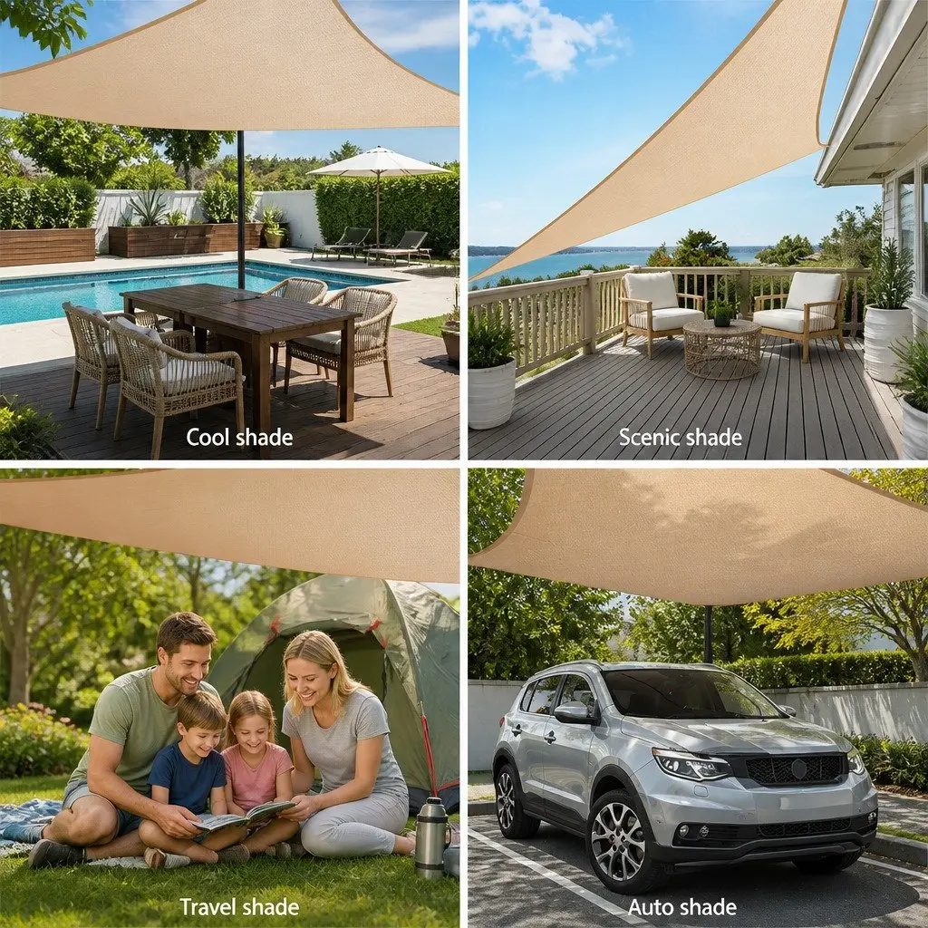 Shade Sail UV Protection Square 5x5m Outdoor Patio Pool Deck Sunshade Cloth Sand