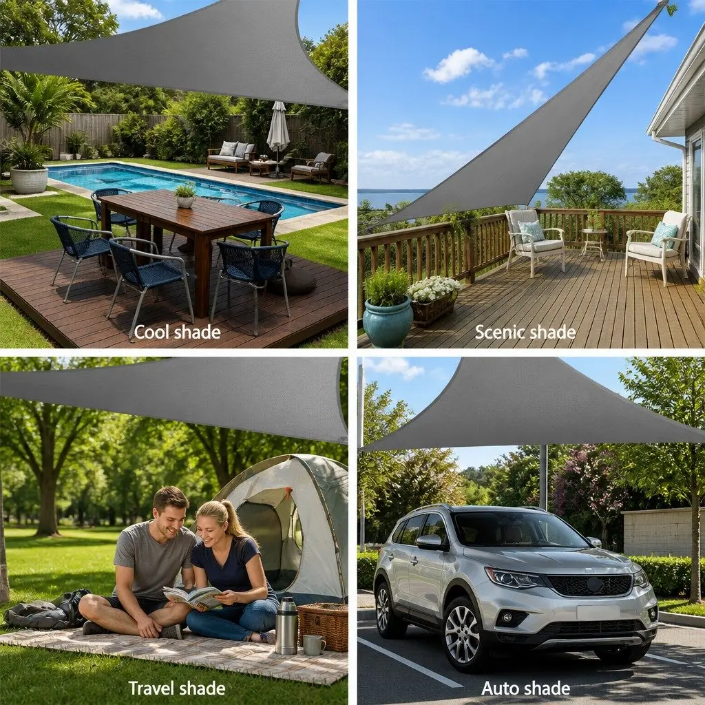 Triangle Shade Sail Grey 5x5x5m Outdoor Sun Shelter Garden Patio Pool Cover