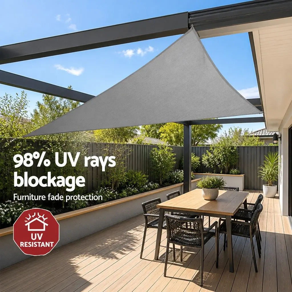 Triangle Shade Sail Grey 5x5x5m Outdoor Sun Shelter Garden Patio Pool Cover