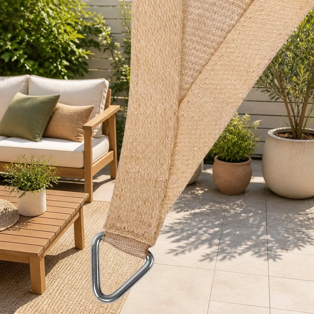Shade Sail Rectangle Sand 5x6m Breathable UV Protection Outdoor