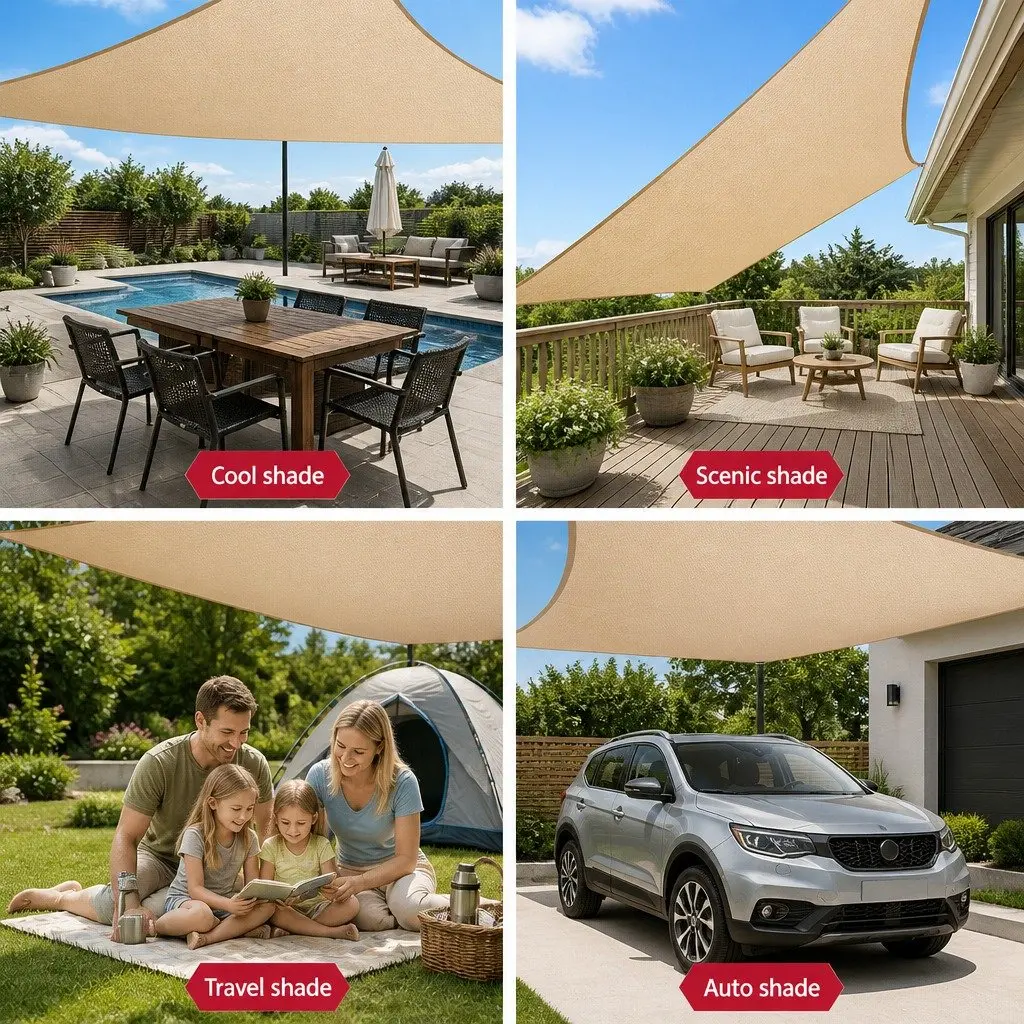 Shade Sail Rectangle Sand 5x6m Breathable UV Protection Outdoor