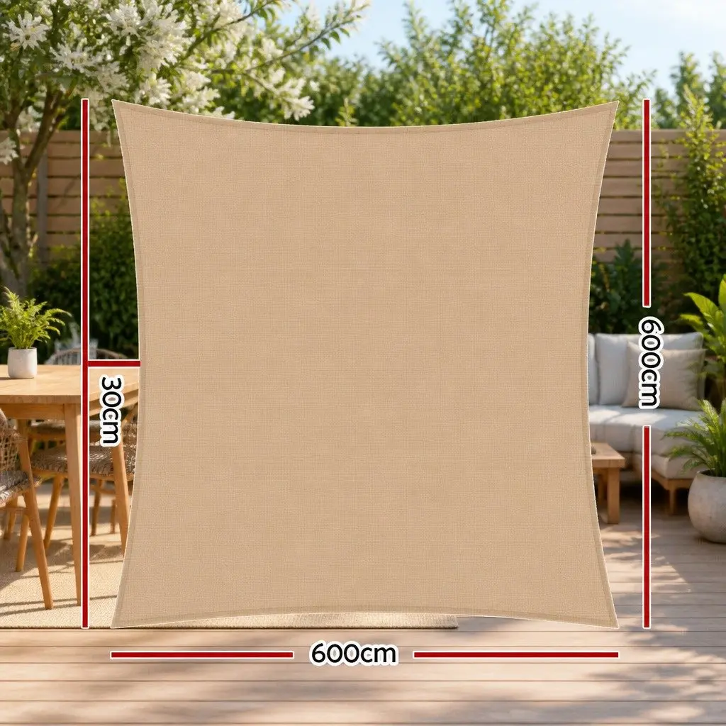 Shade Sail Commercial Grade UV Protection 6x6m Rectangle
