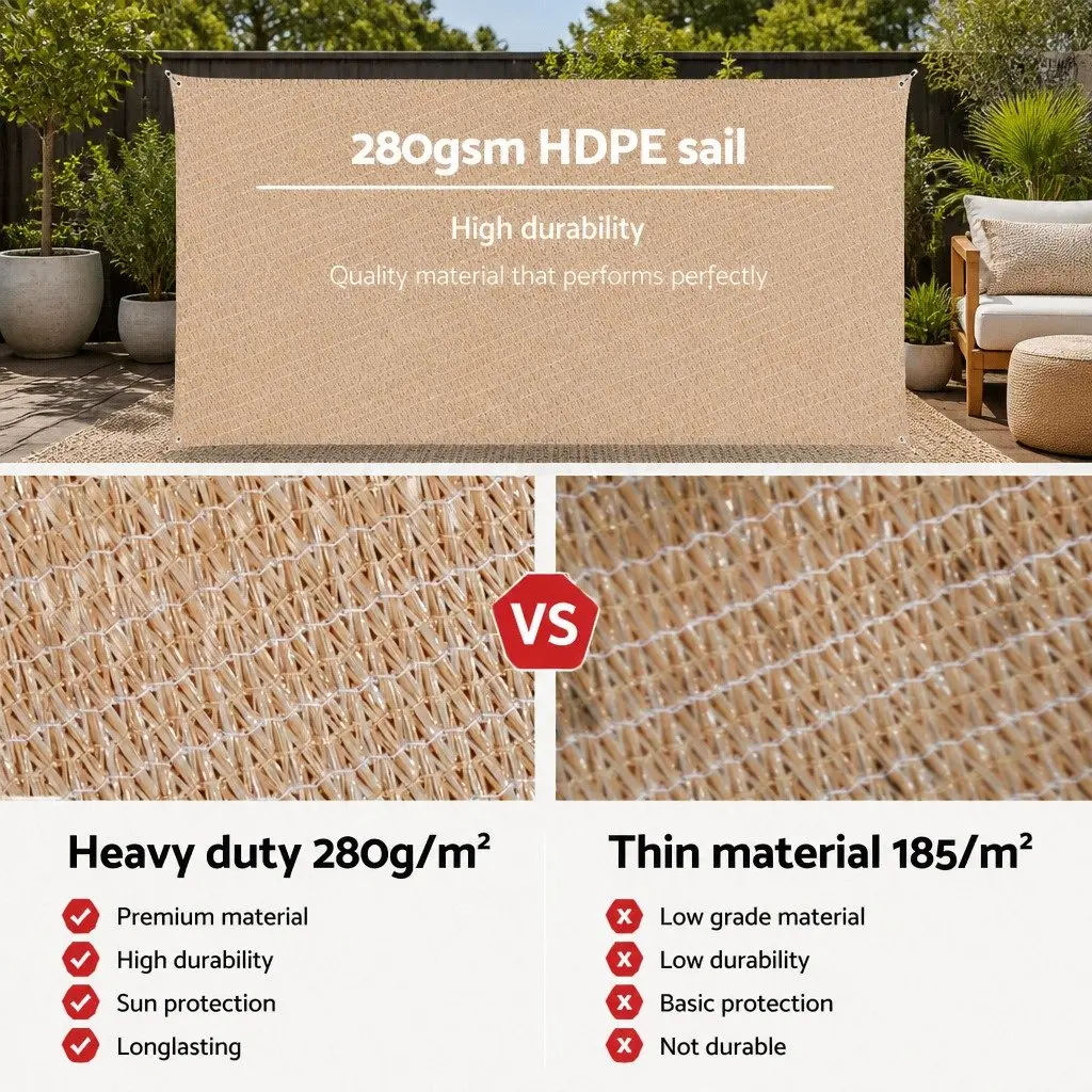 Shade Sail Commercial Grade UV Protection 6x6m Rectangle
