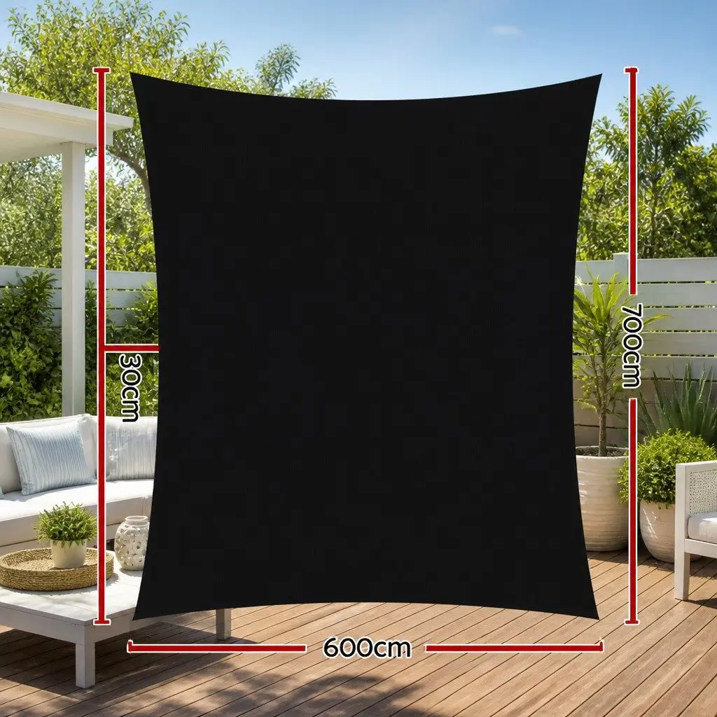 Rectangle Shade Sail UV Protection 6x7m Black