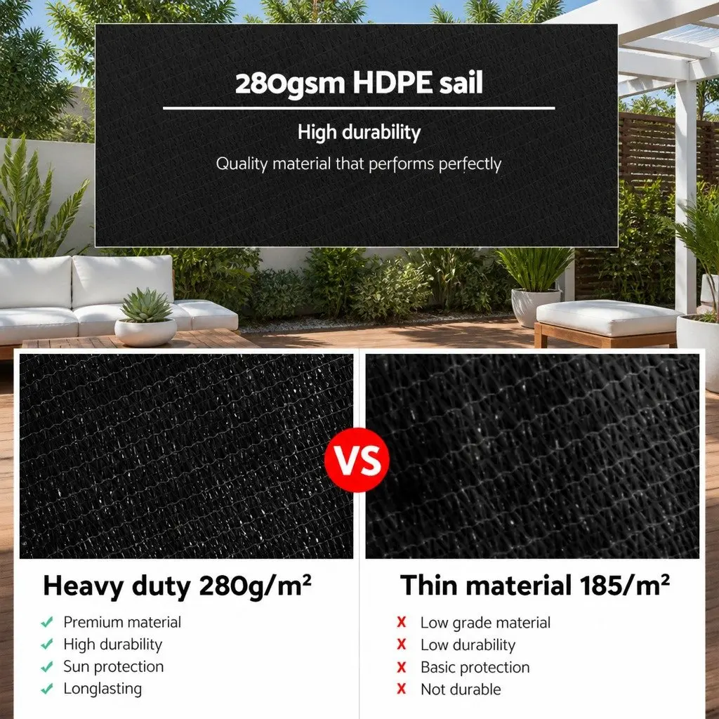 Rectangle Shade Sail UV Protection 6x7m Black