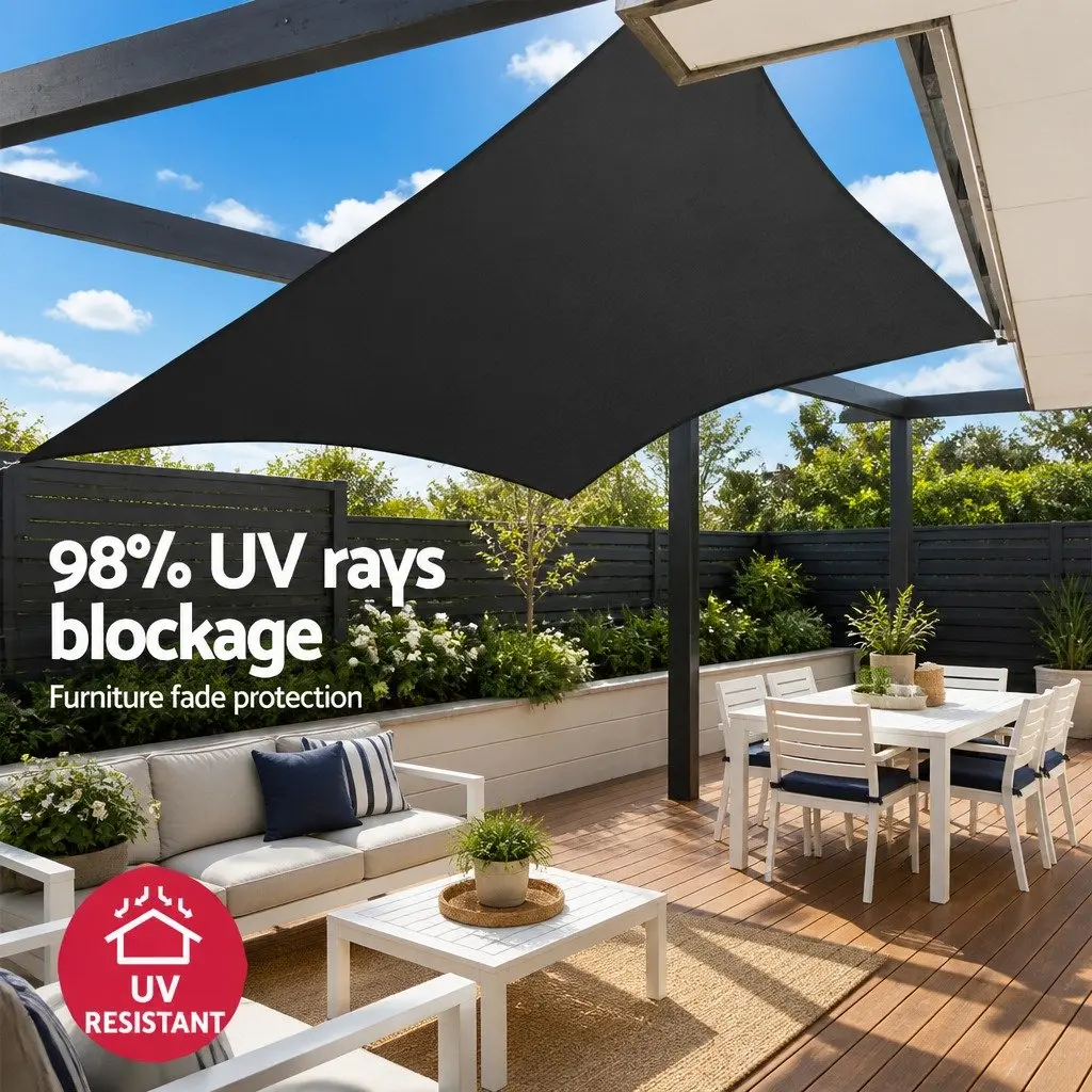 Rectangle Shade Sail UV Protection 6x7m Black