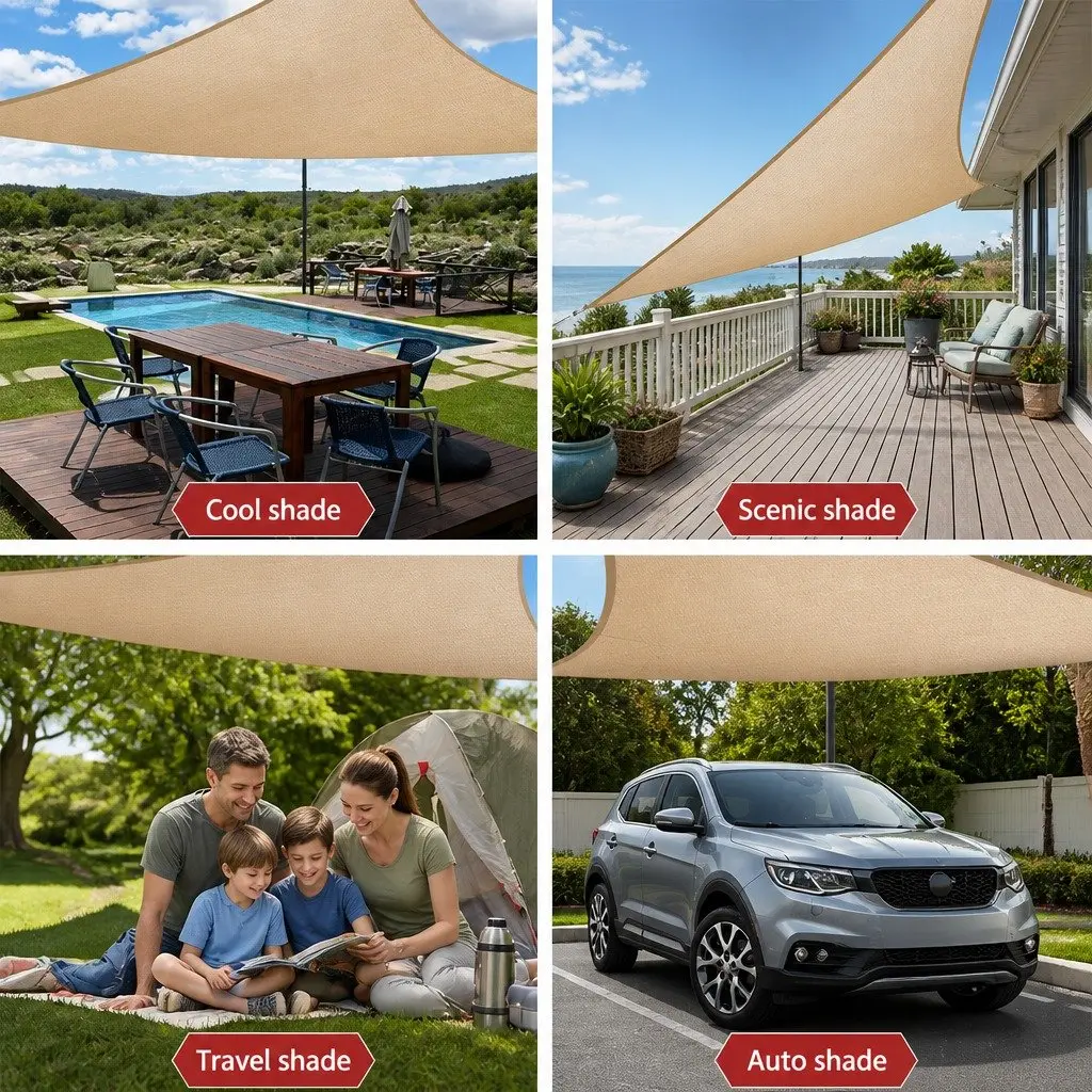 Shade Sail Rectangle 6x7m 280GSM UV Protection Sand Outdoor