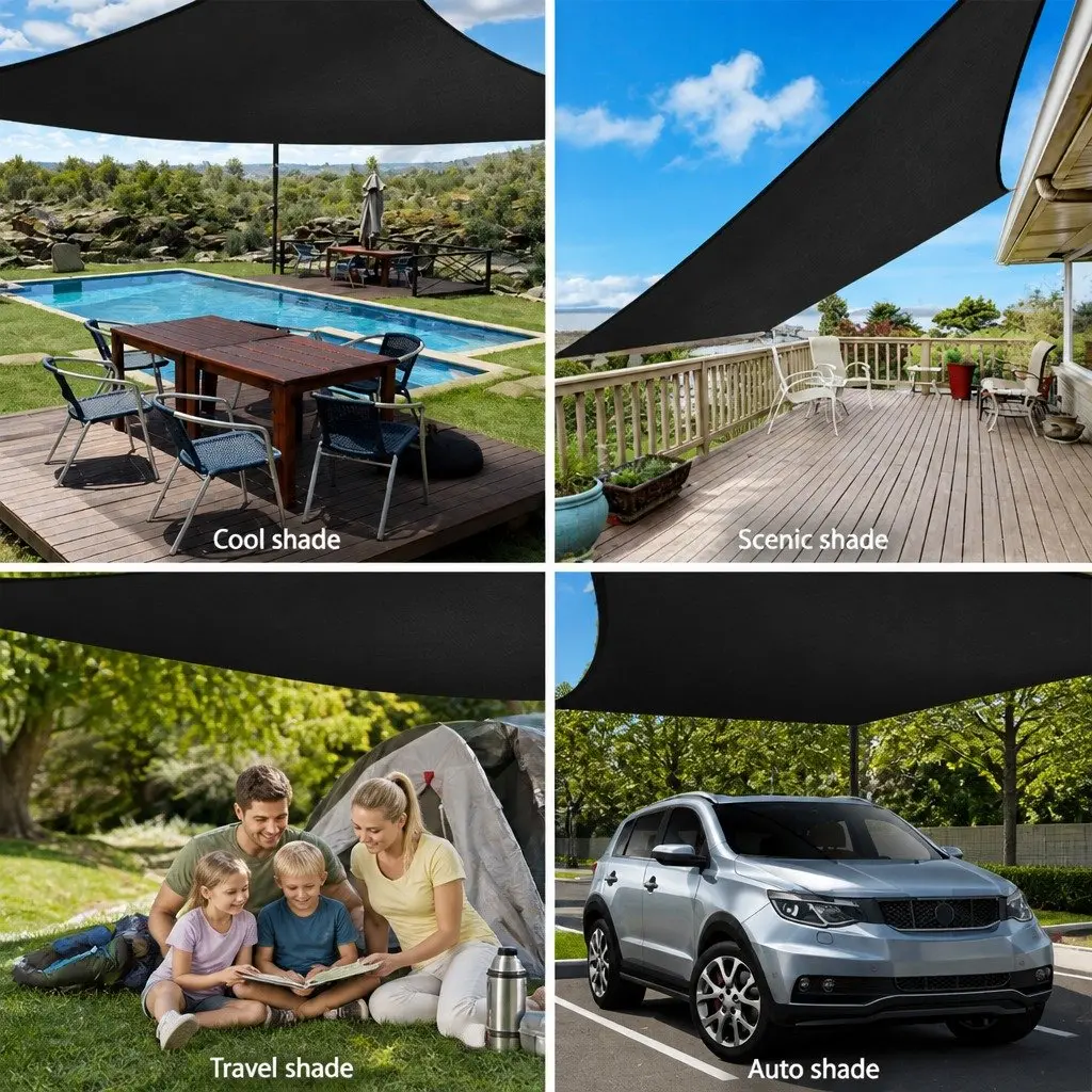 Shade Sail UV Blocking Rectangle 6x8m 280GSM Outdoor Patio Pool Sunshade Cloth