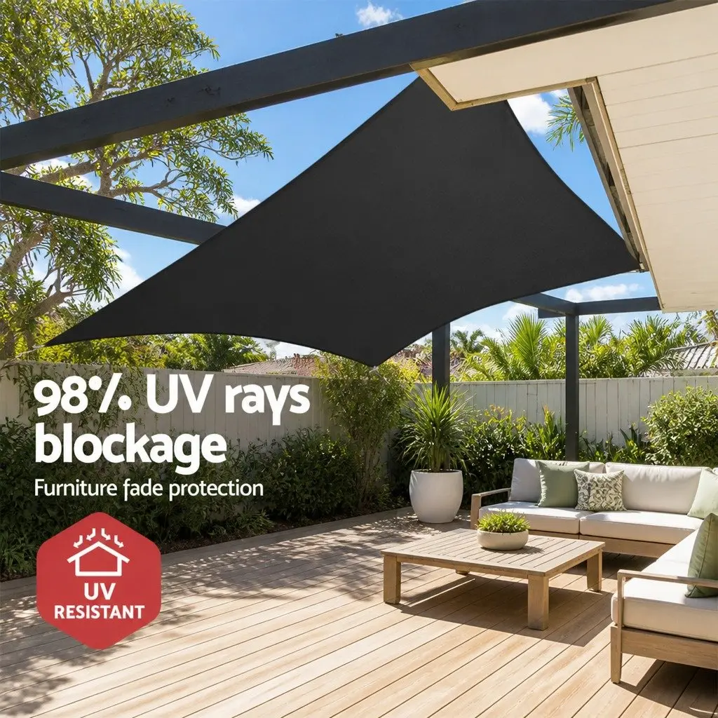 Shade Sail UV Blocking Rectangle 6x8m 280GSM Outdoor Patio Pool Sunshade Cloth