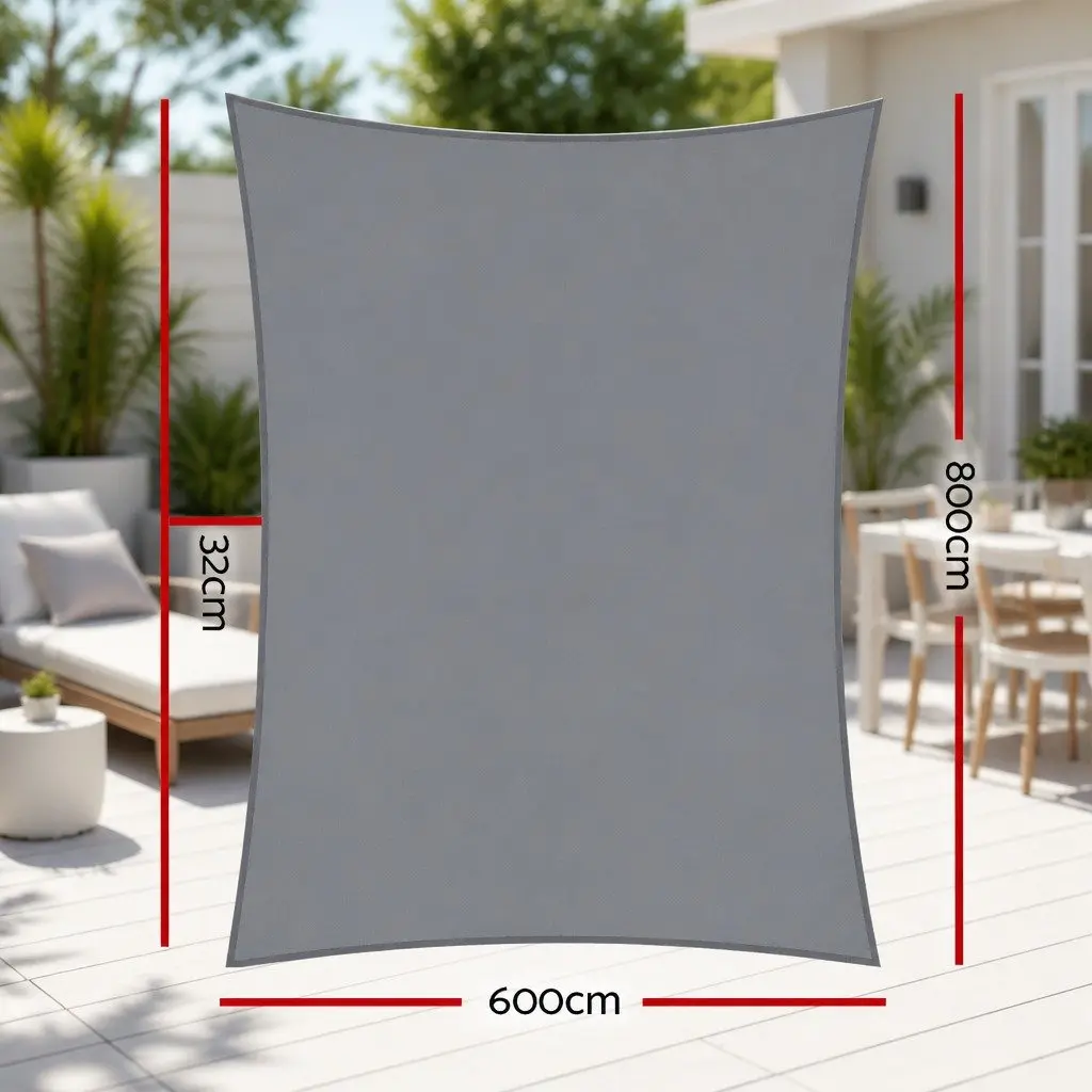 6x8m Grey Shade Sail for Outdoor Relaxation