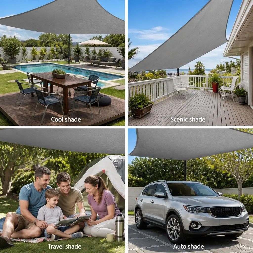 6x8m Grey Shade Sail for Outdoor Relaxation