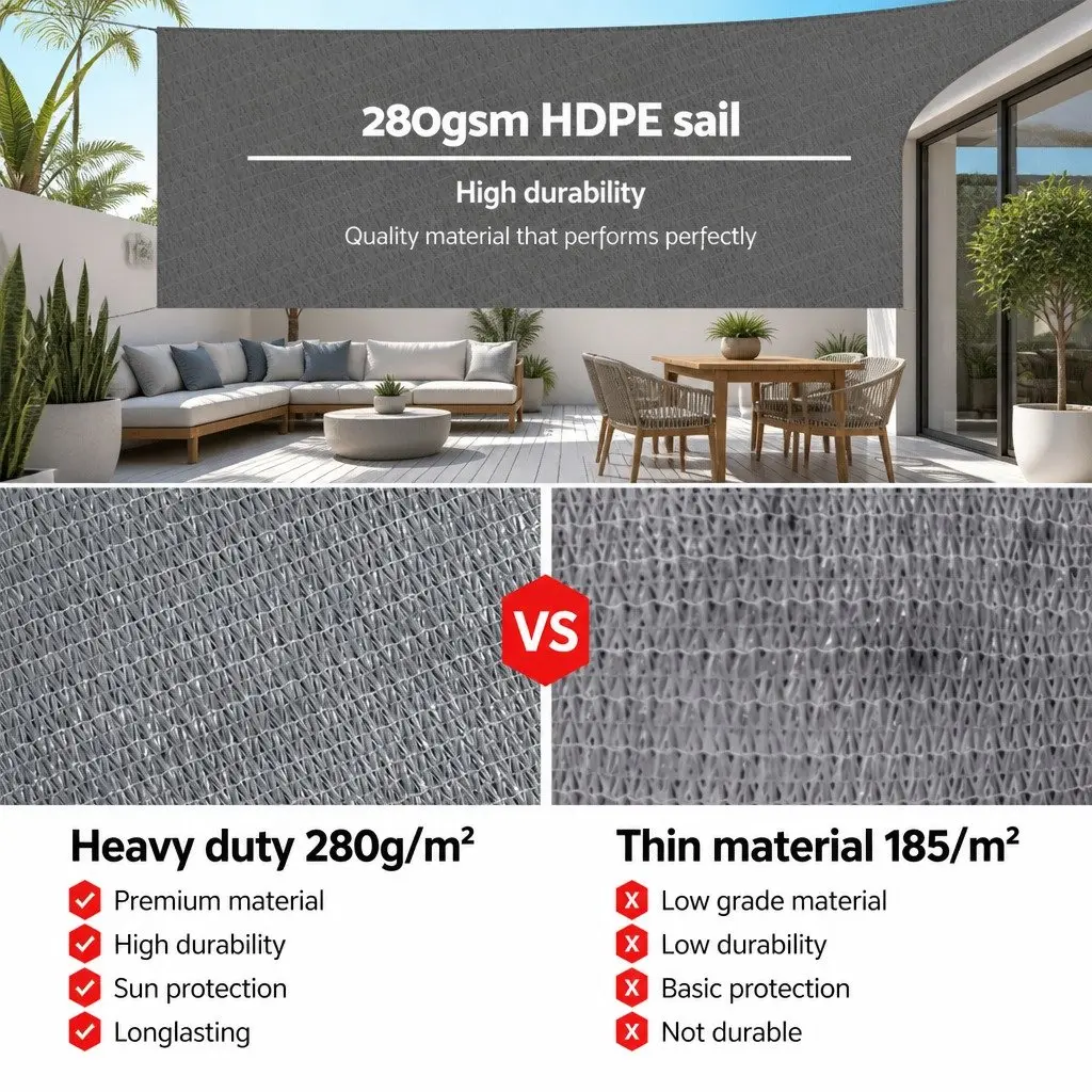 6x8m Grey Shade Sail for Outdoor Relaxation