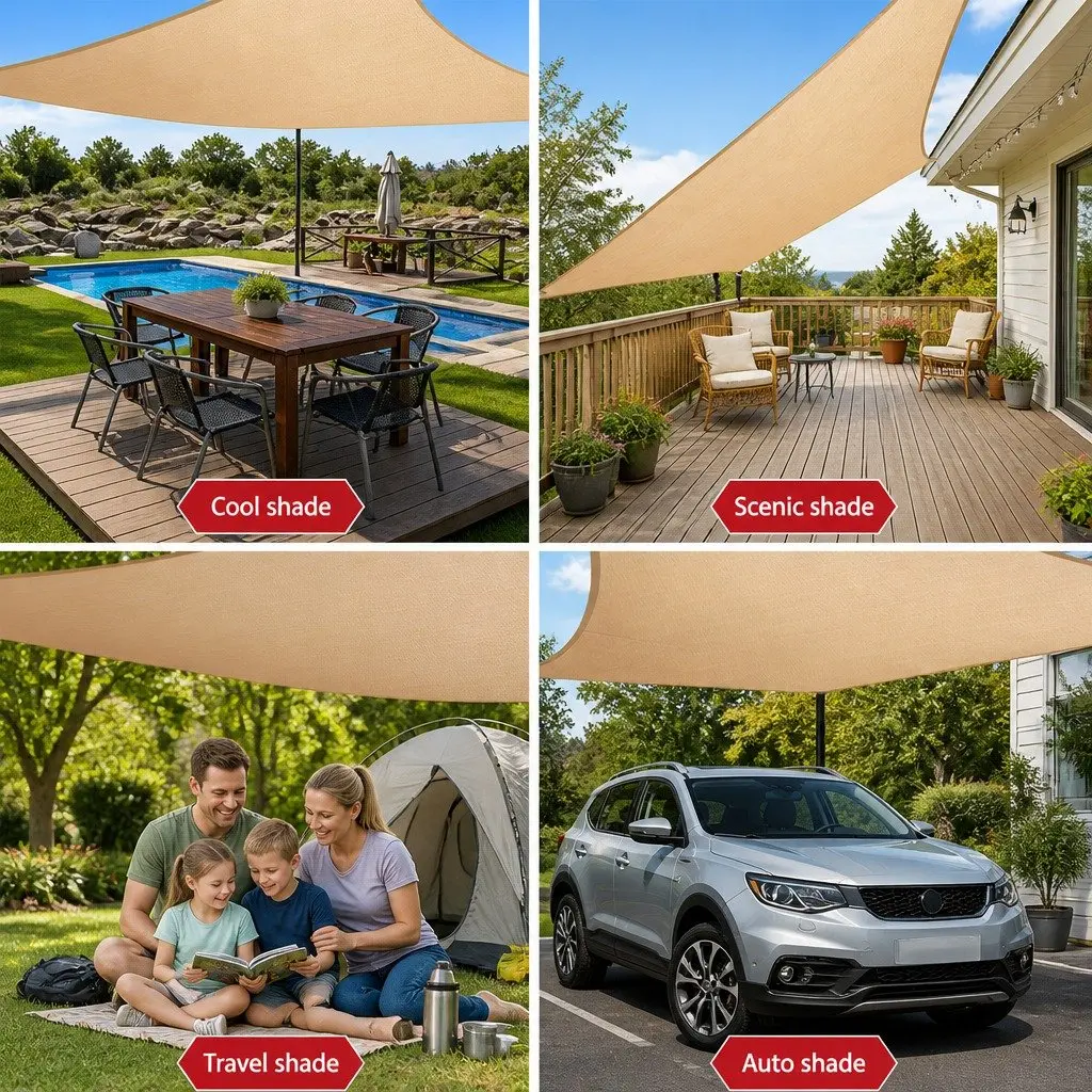 Rectangle Shade Sail 280GSM UV Protection 6x8m Outdoor Patio Pool Sunshade Cloth